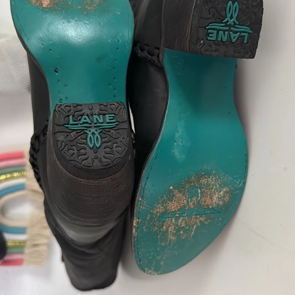 Lane Women's Plain Jane Charcoal Tall Western Boots EUC Black Size 7.5 - Image 5