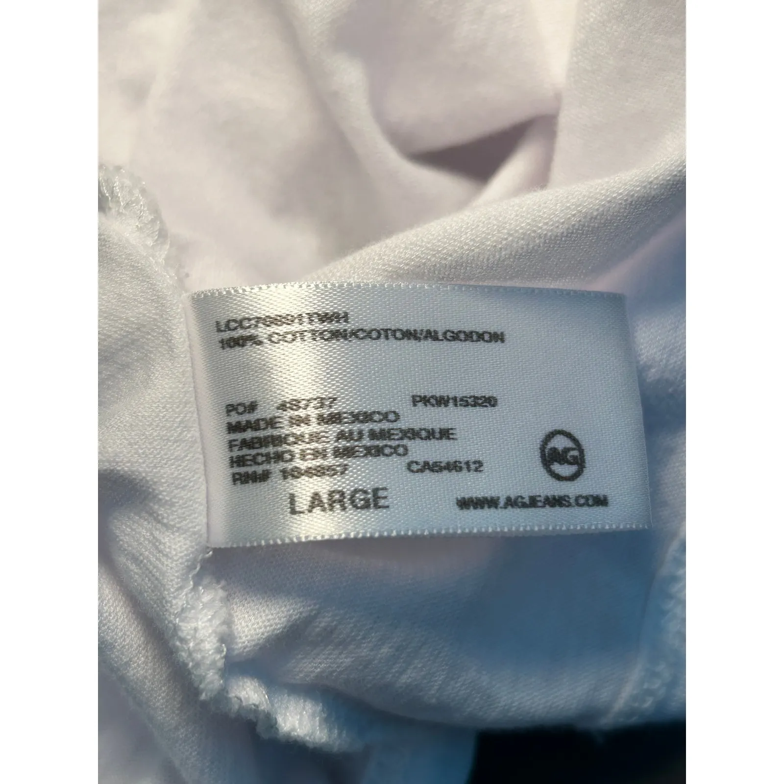 NWT AG Adriano Goldschmied Women's White Tank‎ Top Large Cotton Scoop Neck - Image 5