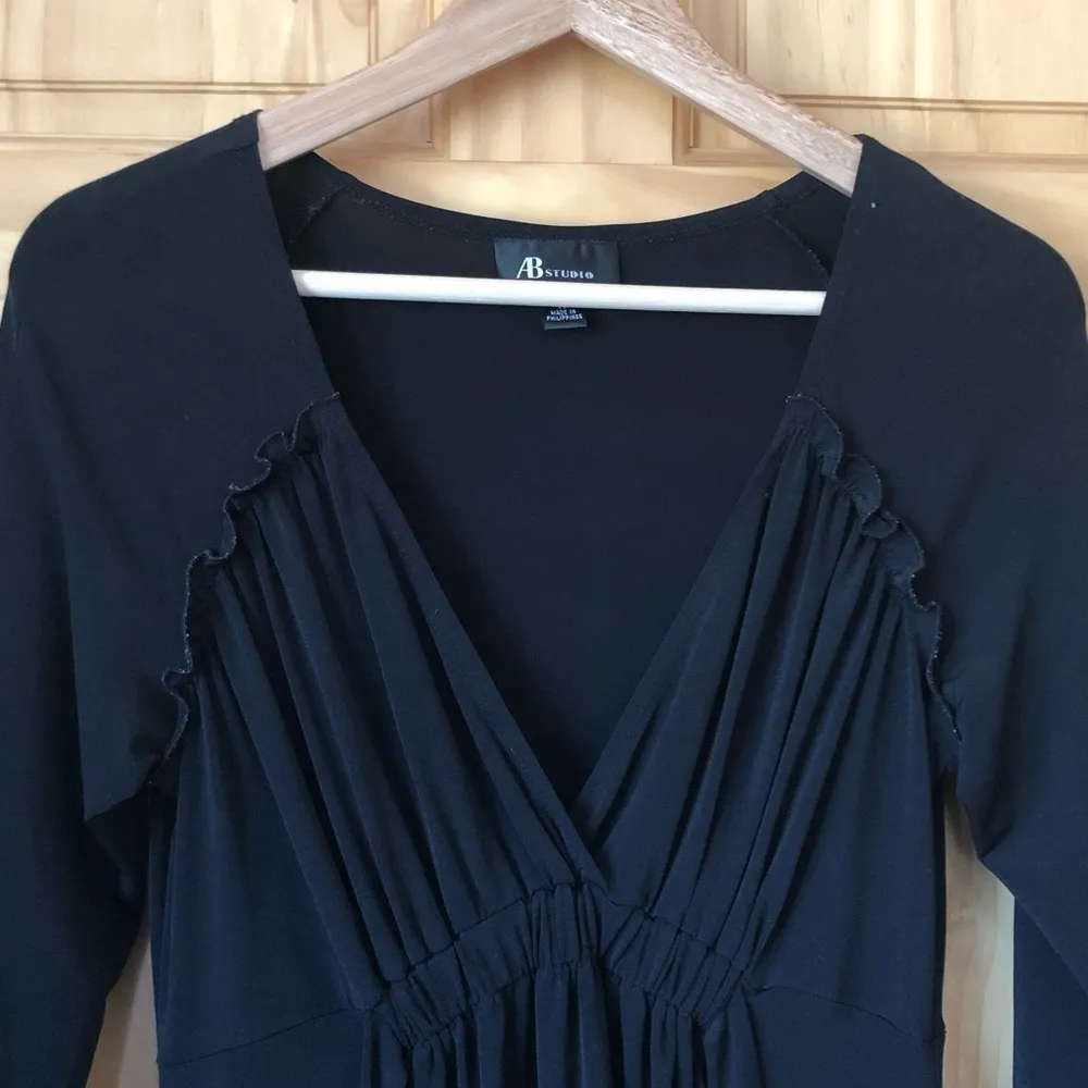 AB Studio Mock Wrap Figure Flattering Tie Back Dress Size M - Image 2