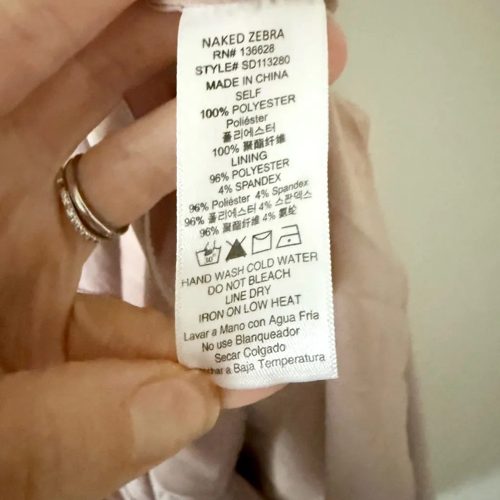 NWT Naked Zebra Strapless Ruffle High Low Hem Dress in Blush Pink Size L - Image 4