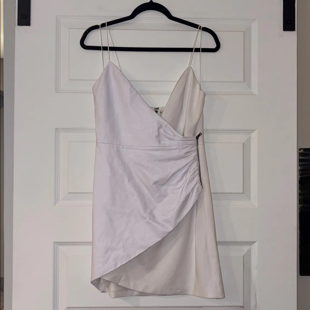 ALICE + OLIVIA Ashanti Leather Faux-Wrap Zip Mini Dress, NWT - Image 4