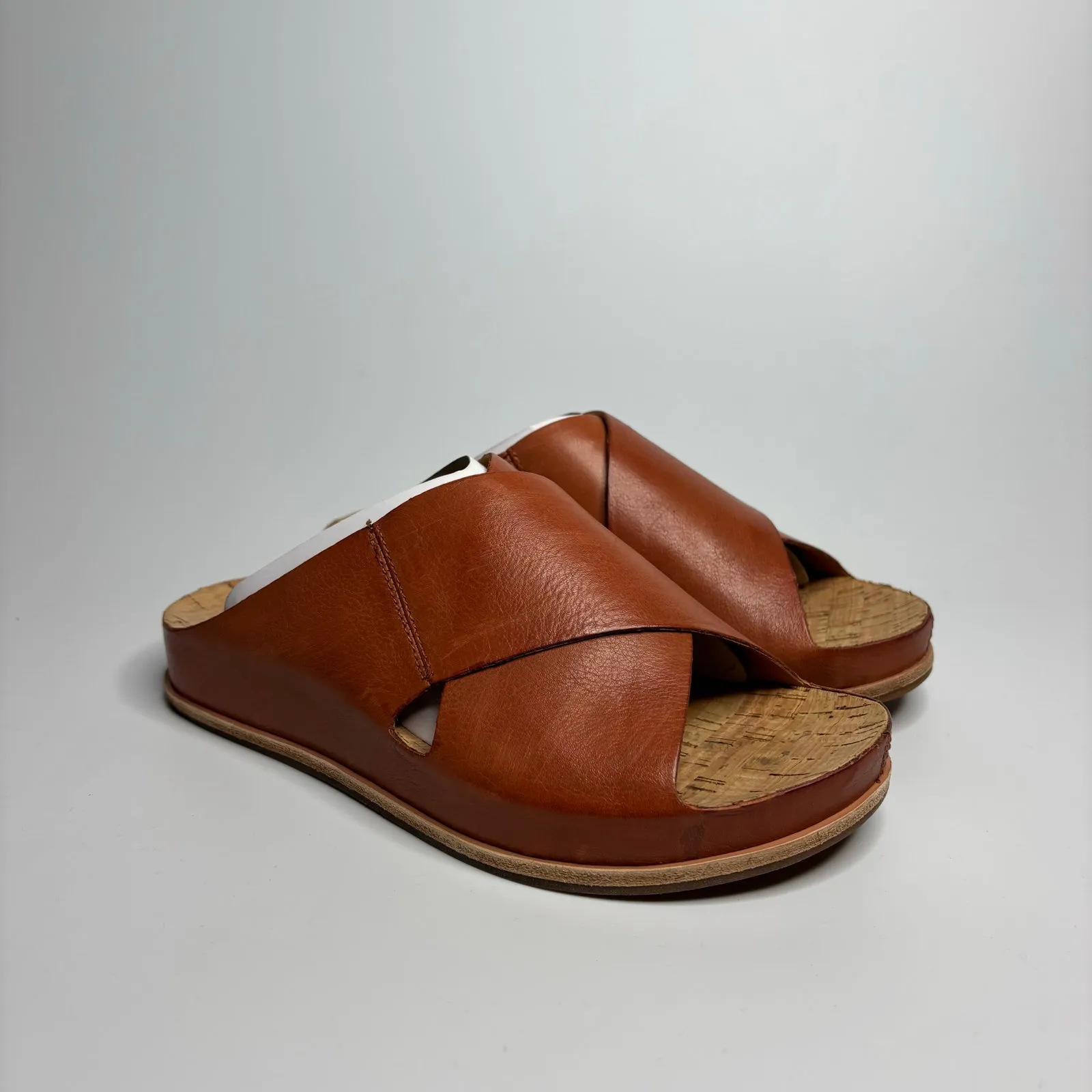 Kork-Ease Tutsi Cross Band Leather Slide Sandals in Rust - Image 5