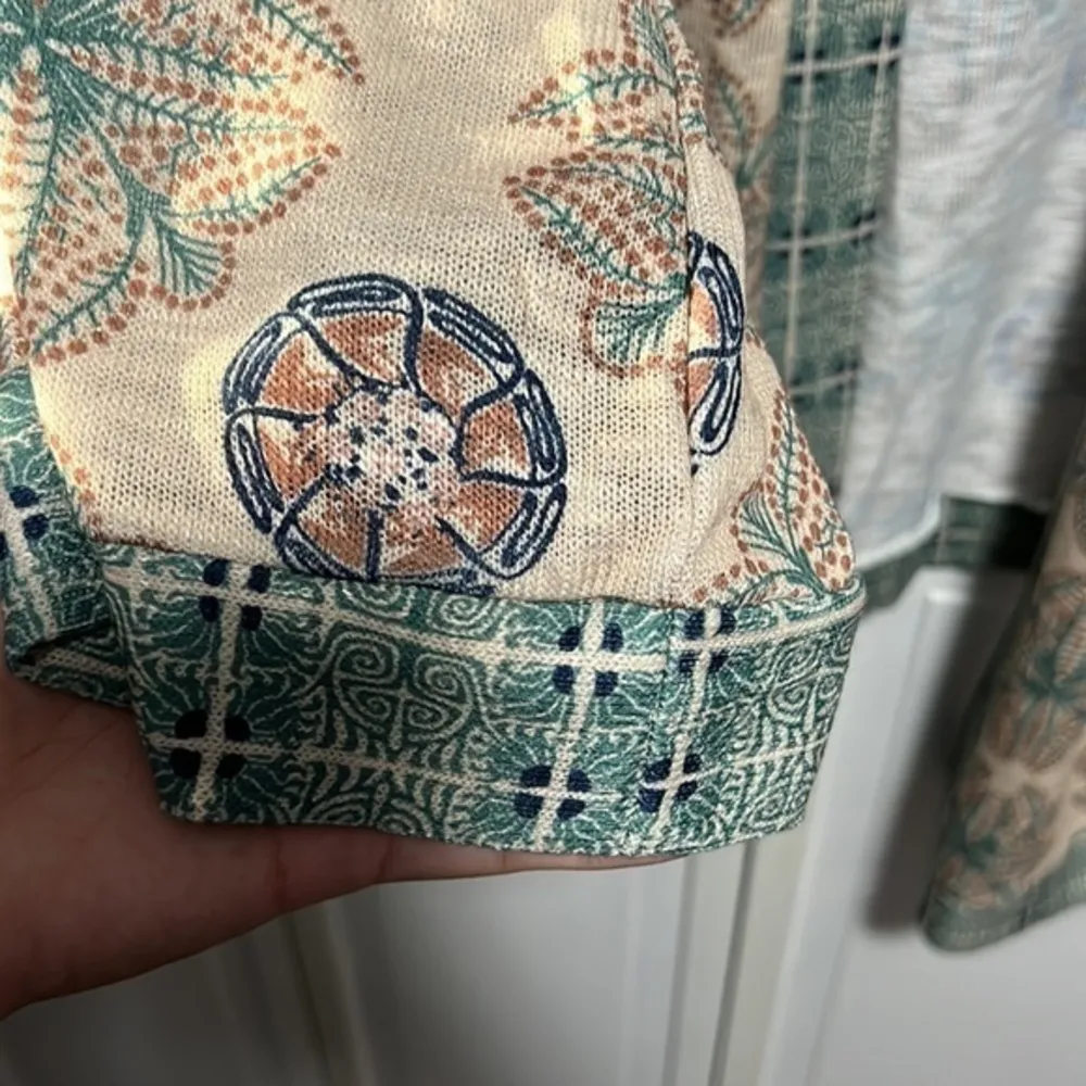 Suzanne Betro Taupe & Arcadia Green Geometric Kimono – Size 4X - Image 5