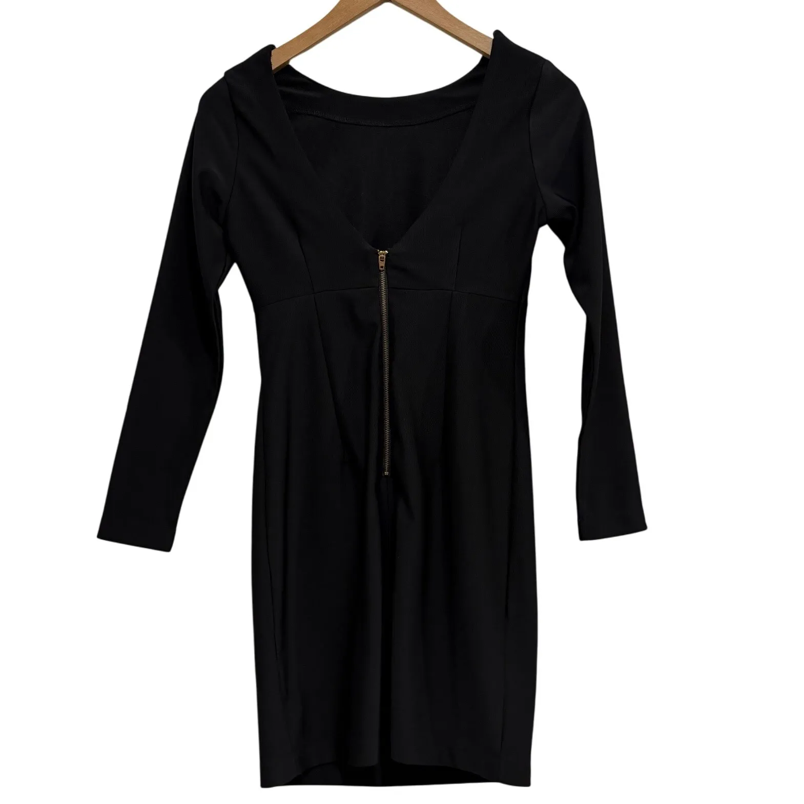 Costa Blanca Black DressLong Sleeve Zipper Shoulder Detail Sz S Holiday Classic - Image 2