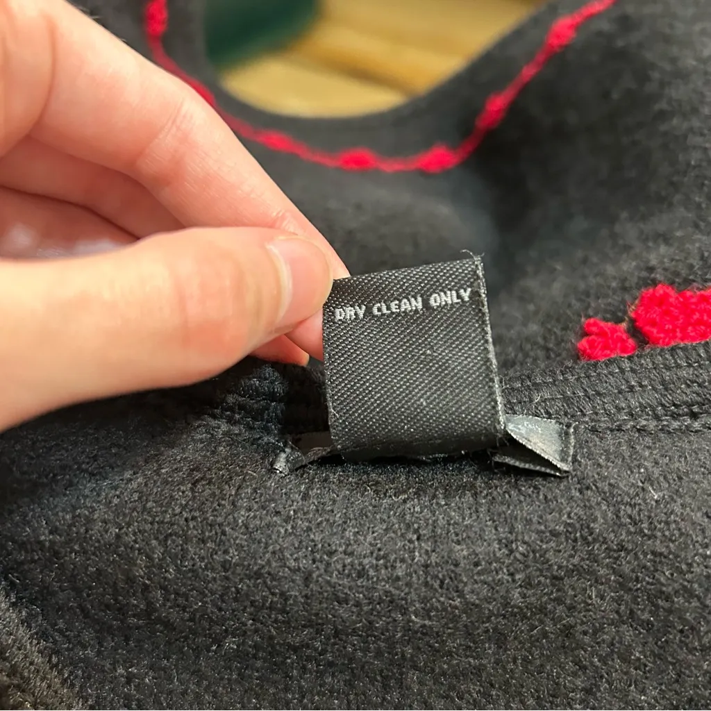 Tally Ho Wool Knit Zip Up Floral Embossed Cardigan Sweater Size Large Black - Image 12