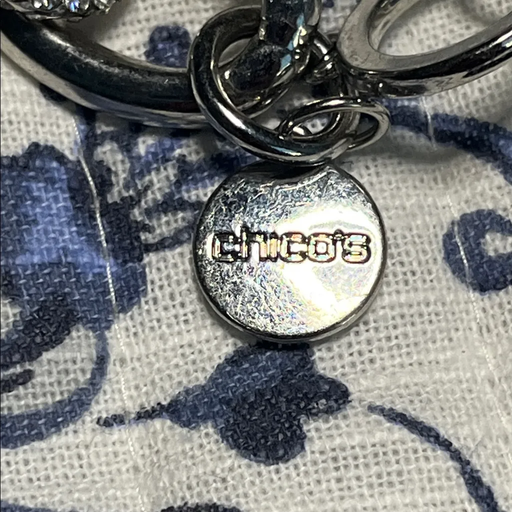 Chico’s Silver Tone and Rhinestone Chain Bracelet - Image 2