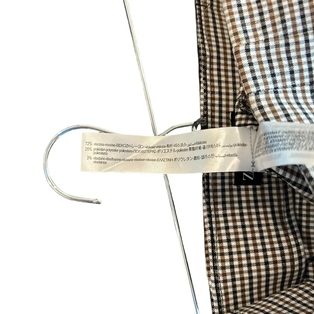 Zara Women’s Gingham Fitted Side Zip Trousers in Black/Brown/White Size L - Image 9