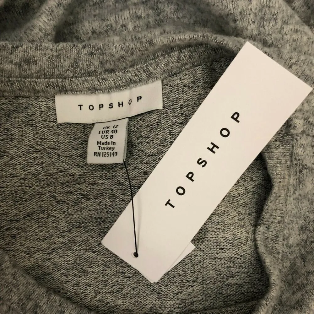 Topshop Sweater Maxi Dress Long Sleeve Knit Belted Heathered Gray Size 8 - Image 3