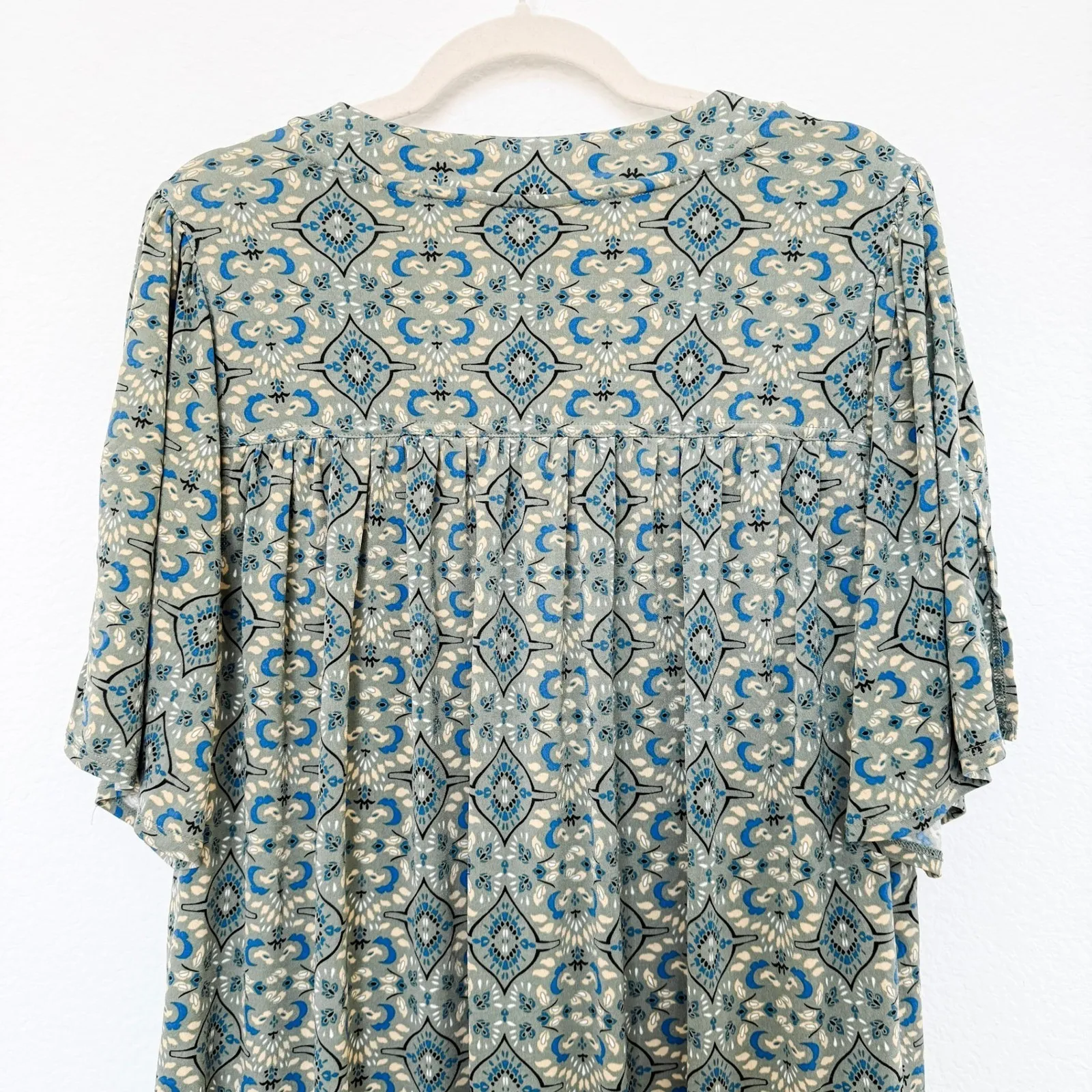 Lane Bryant‎ Womens Top Size 18/20 Green Liquid Knit Geometric Print Boho Retro - Image 6