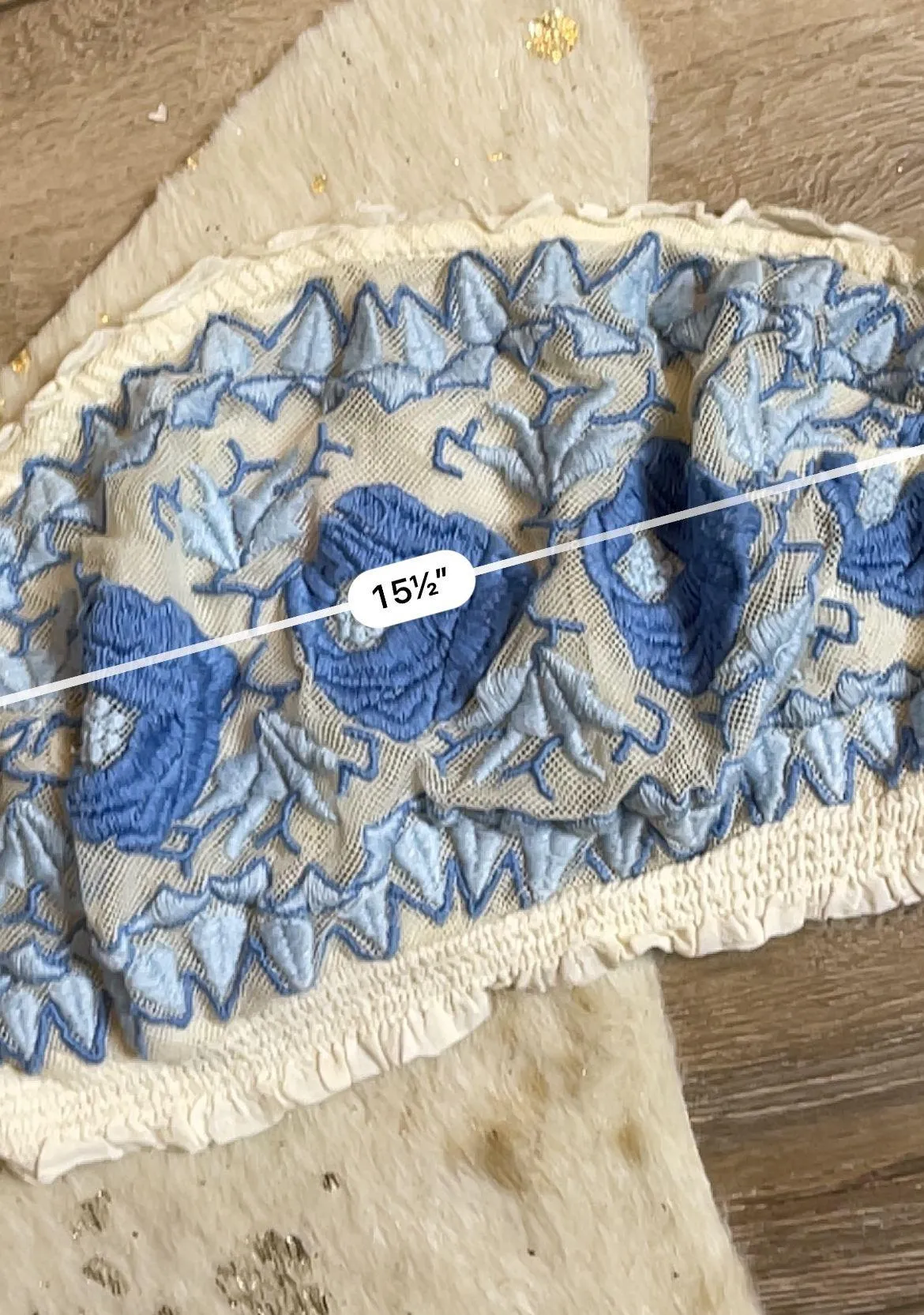 Rosebud Embroidered Blue Tube Top - Image 3