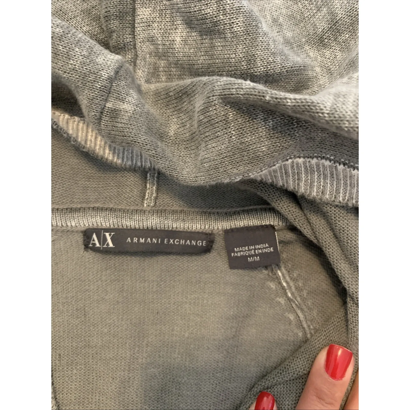 Armani Exchange Womens Sweatshirt Full Zip Hoodie M Gray 100% Cotton - Image 2