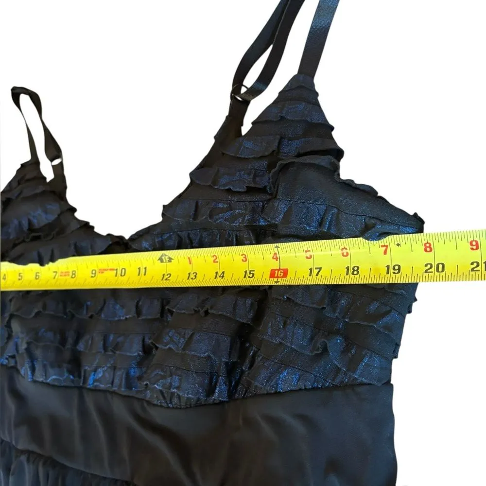 Torrid OG Metallic Blue Black Tiered Ruffled Mini Tank Dress Womens Size 2X - Image 8