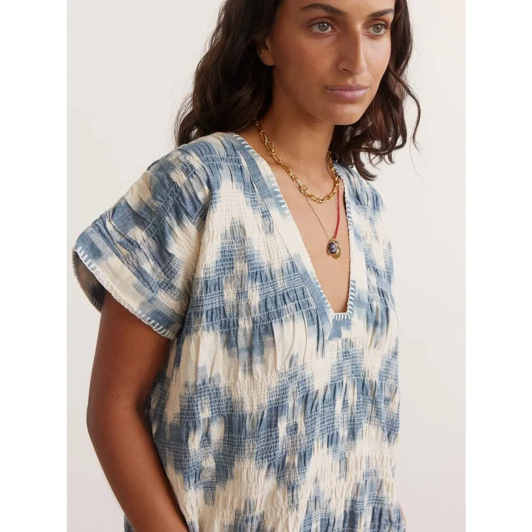 NWT BOTEH Neith Ikat Tunic Blue Size Small Cotton‎ Beach Coverup Resort - Image 3