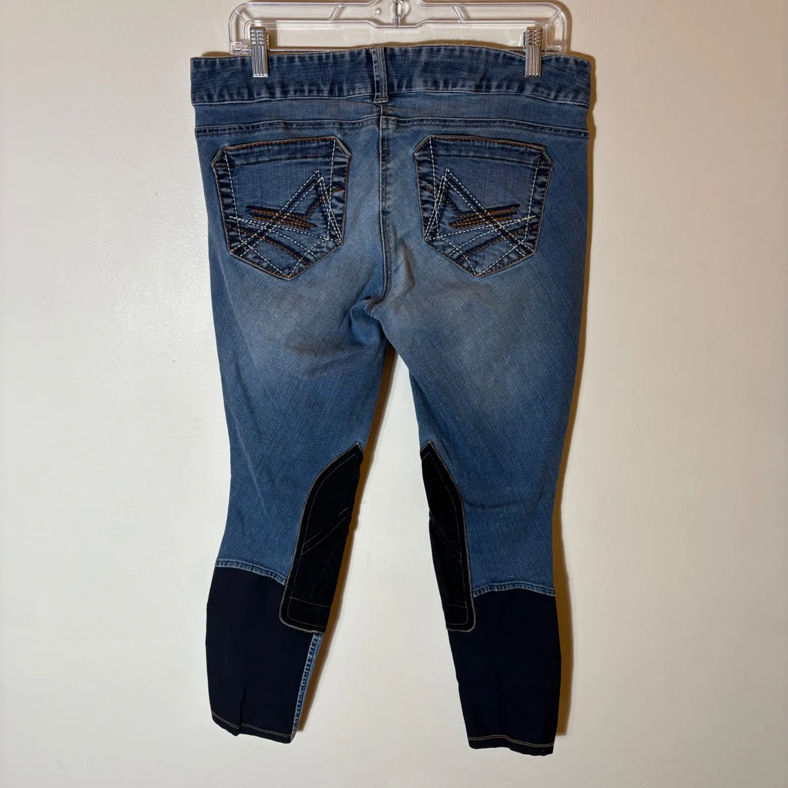 Ariat Blue Denim Breeches Riding Pants Knee Patch Size 32R - Image 5