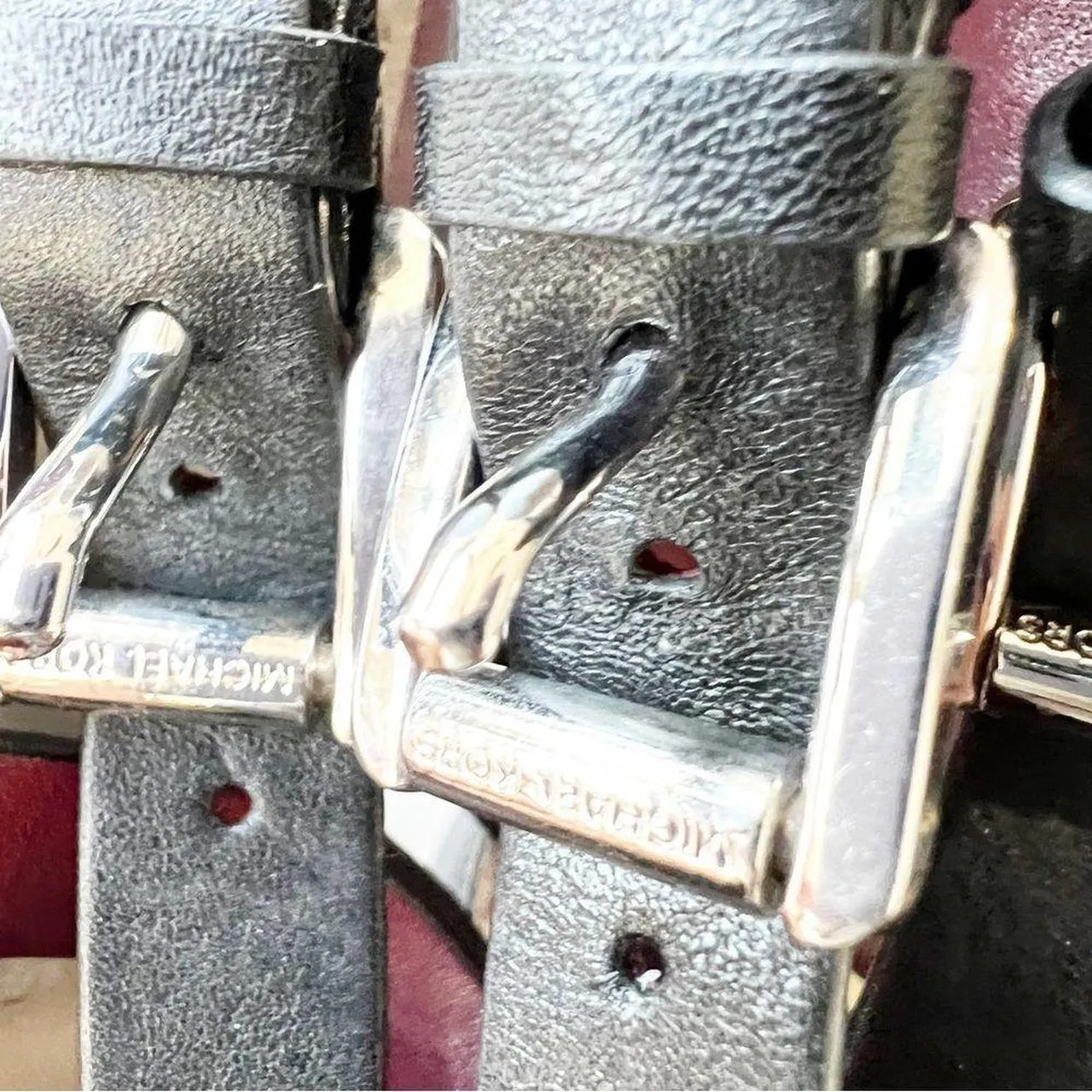 MICHAEL Michael Kors Black And Wine Colored Leather Stiletto Heels - Image 8