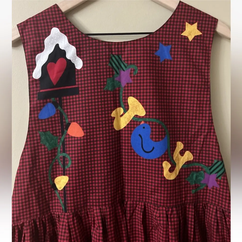 Vintage Handmade Womens Jumper Dress Christmas Snowman JOY Lights Reversible M/L Red Size M - Image 6