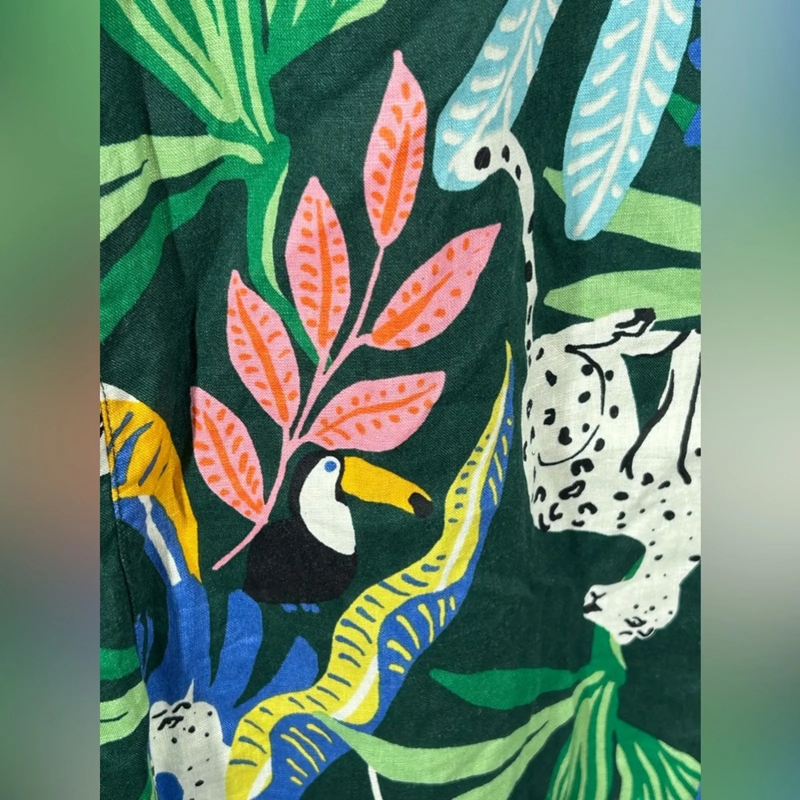 Christian Siriano NWT Linen Wide Leg Tropical Pants Small Luxury Resort Wear Blue - Image 9