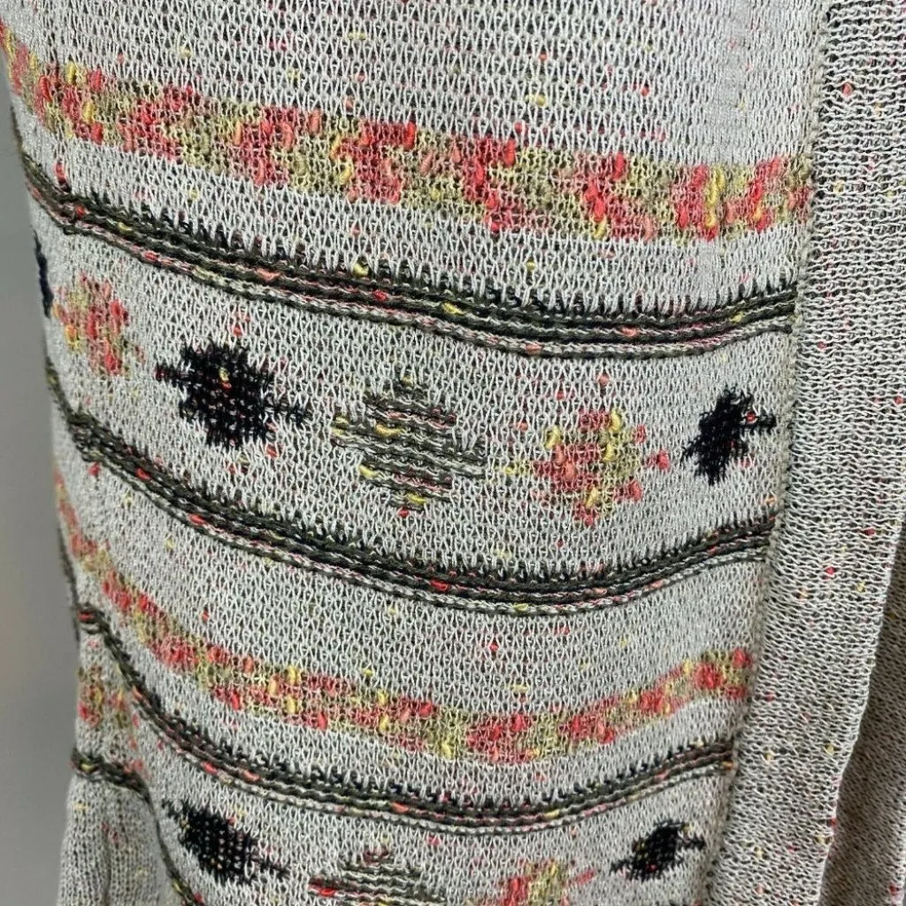 J. Jill Cardigan Sweater XS Knit Aztec Tribal Pattern Open Front Long Sleeve Orange - Image 10