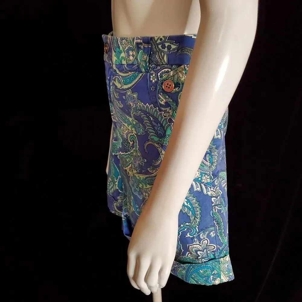 Lauren Ralph Lauren Blue & Green Paisley Shorts (8) - Image 4