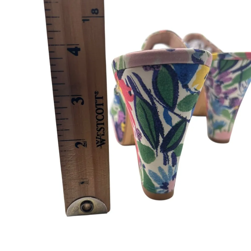 Allegra K Floral Platform Mules Womens 9 Multicolor Open Toe Heel Colorful Print - Image 6