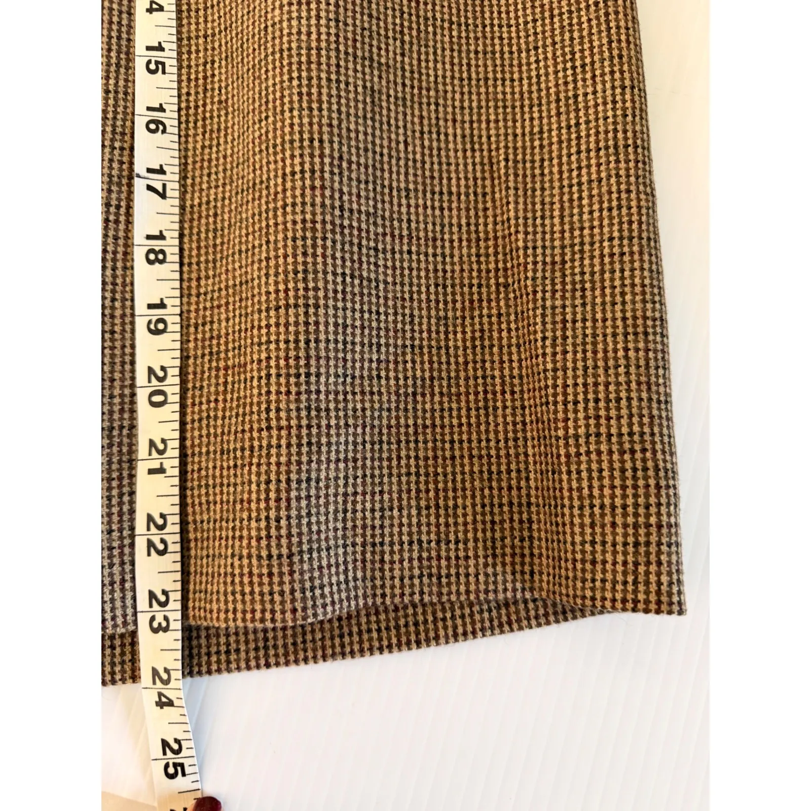 VTG Ralph Lauren LRL Women's Plaid Wool Houndstooth midi Pencil Skirt Size 4 - Image 8