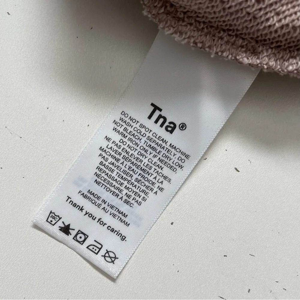 Aritzia TNA Bralette Sports Bra Soft Terry Fleece Knit Unlined Beige Tan Neutral - Image 5