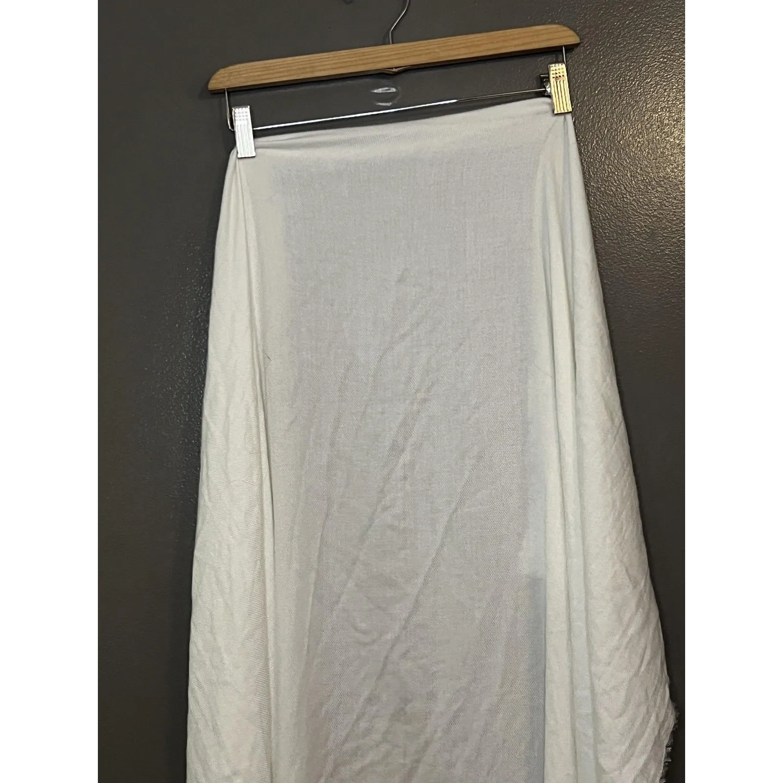 Max Studio Wrap Shawl Womens One Size White Lightweight Fringe Trim Scarf - Image 5