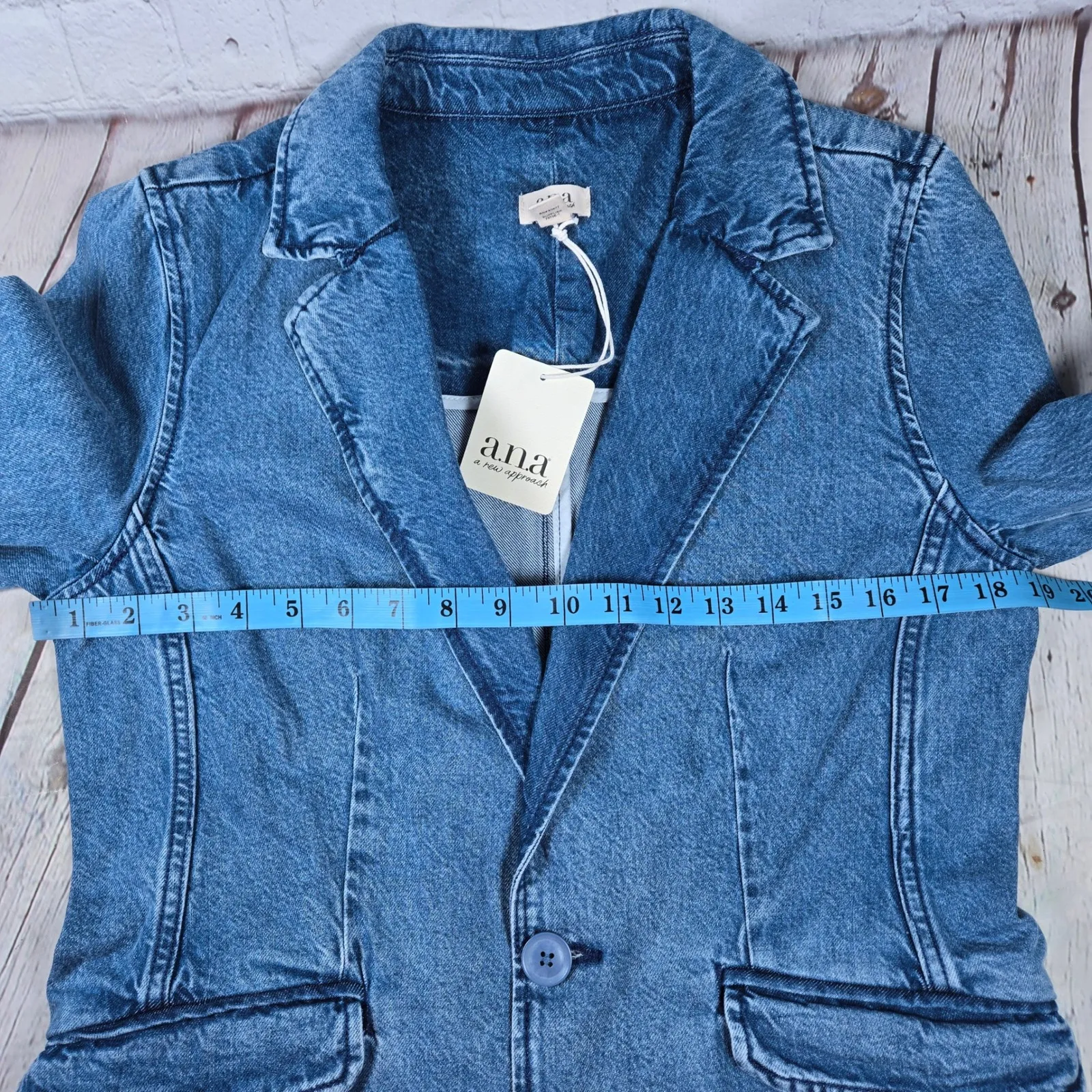 a.n.a Women's Denim Blazer Jacket Medium Wash Size M - Image 7