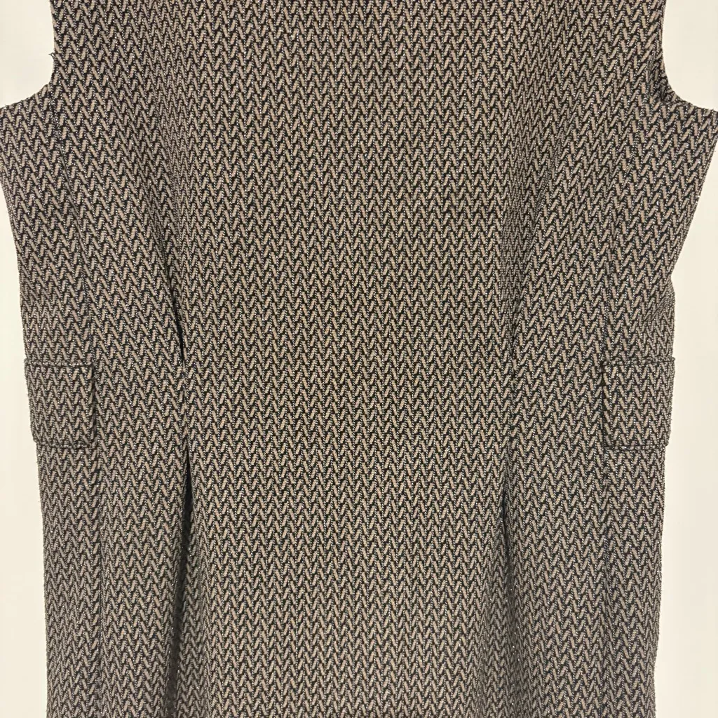 Calvin Klein Dress tweed lurax Sheath Ponte midi sparkly‎ dress black tan size 4 - Image 4