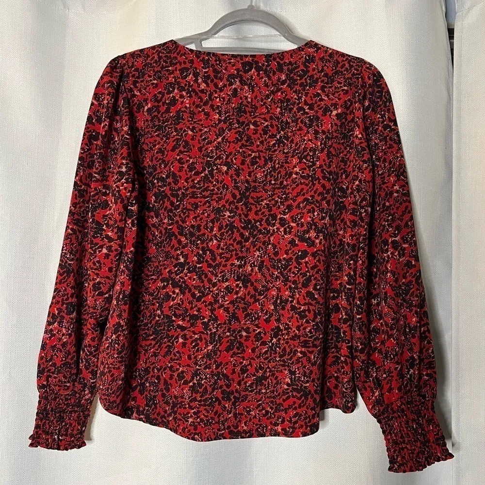 Sanctuary Red and Black V Neck Harmony Blouse in Surreal XS - Image 3