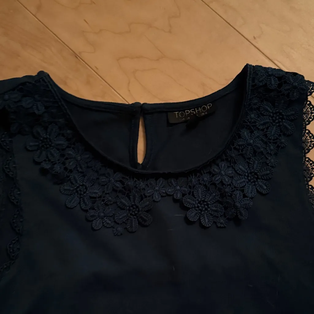 Topshop  Forest Green Lace Trim Women's Top - Image 5