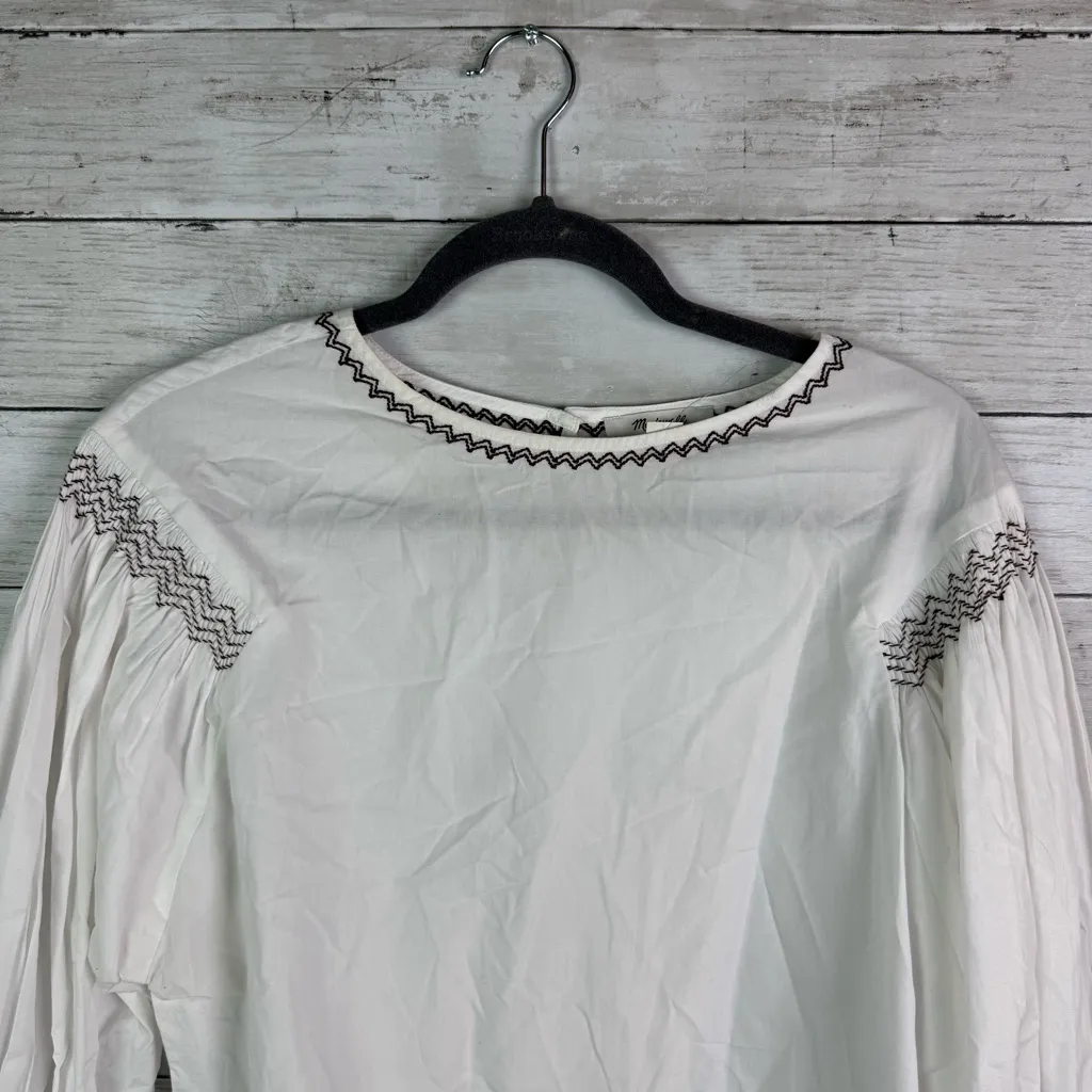 Madewell Embroidered Poplin Balloon Sleeve Shirt Size Medium - Image 5