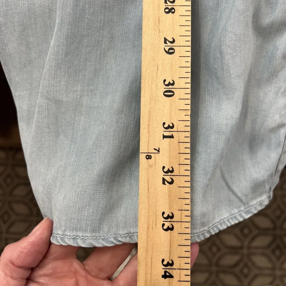 Sam Edelman Women's size 6 Blue Tessie Chambray Shirt Dress w Shoulder Zips - Image 15