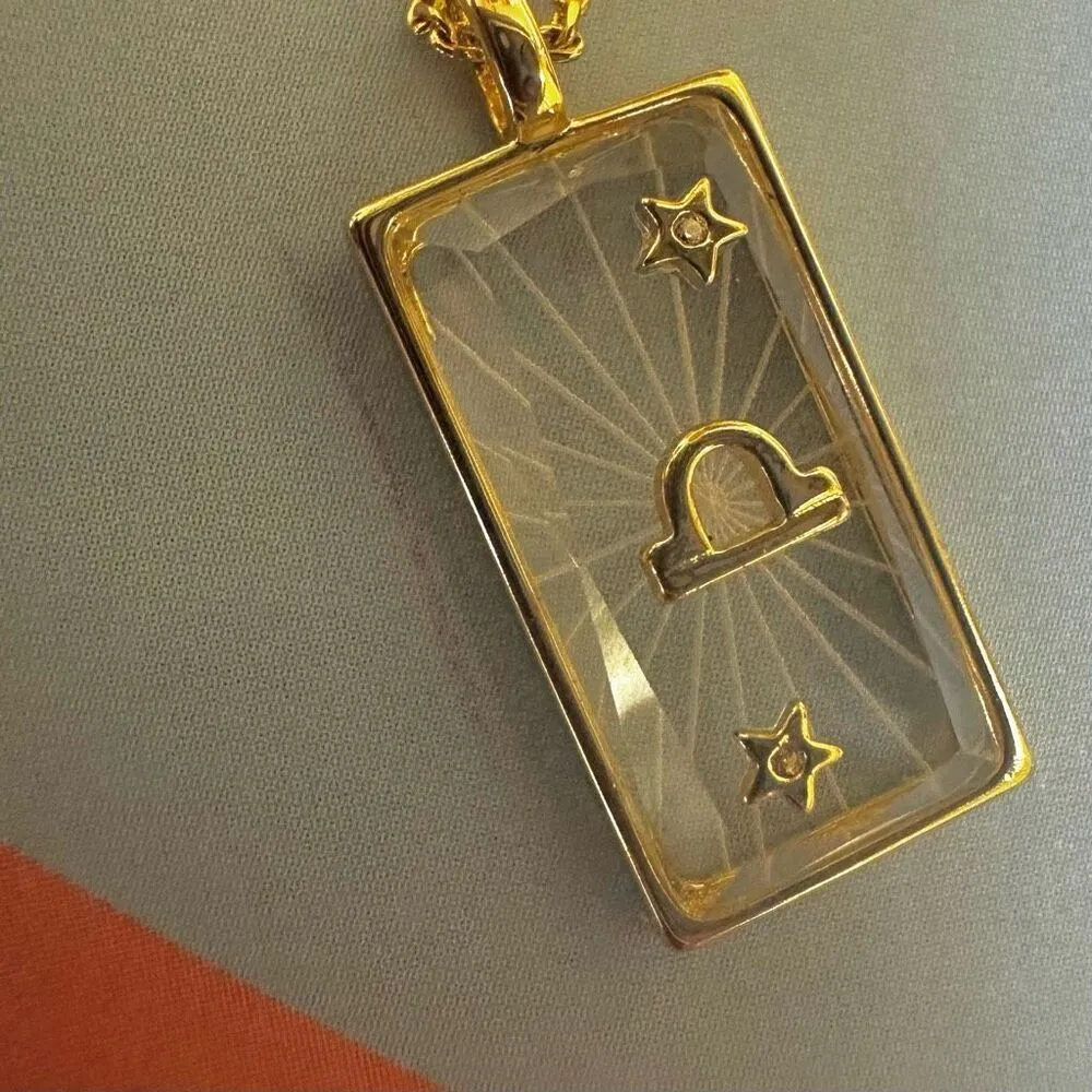 14k Gold Plated Libra Zodiac Sign pendant Necklace - Image 2