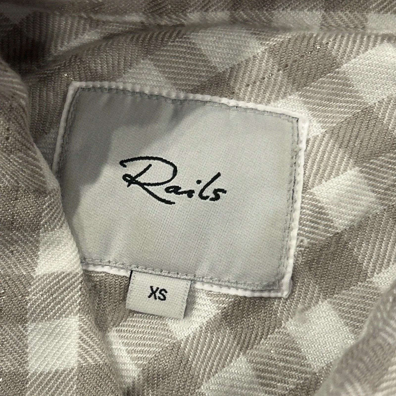 Rails Shirt Womens XS Plaid Flannel Button Down Hunter Long Sleeve Cream Tan - Image 3