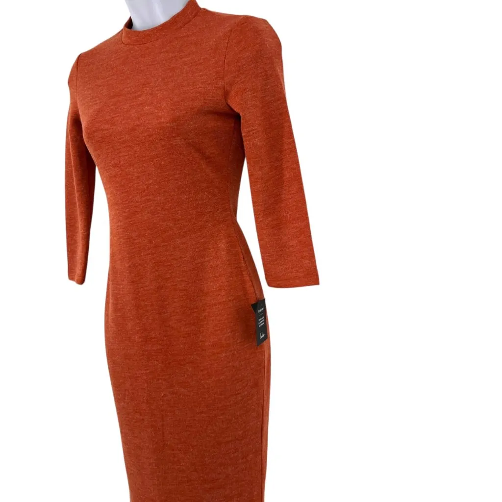 Lulus Conversation Starter Rust Orange Midi Knit Dress Size Small NWT - Image 5
