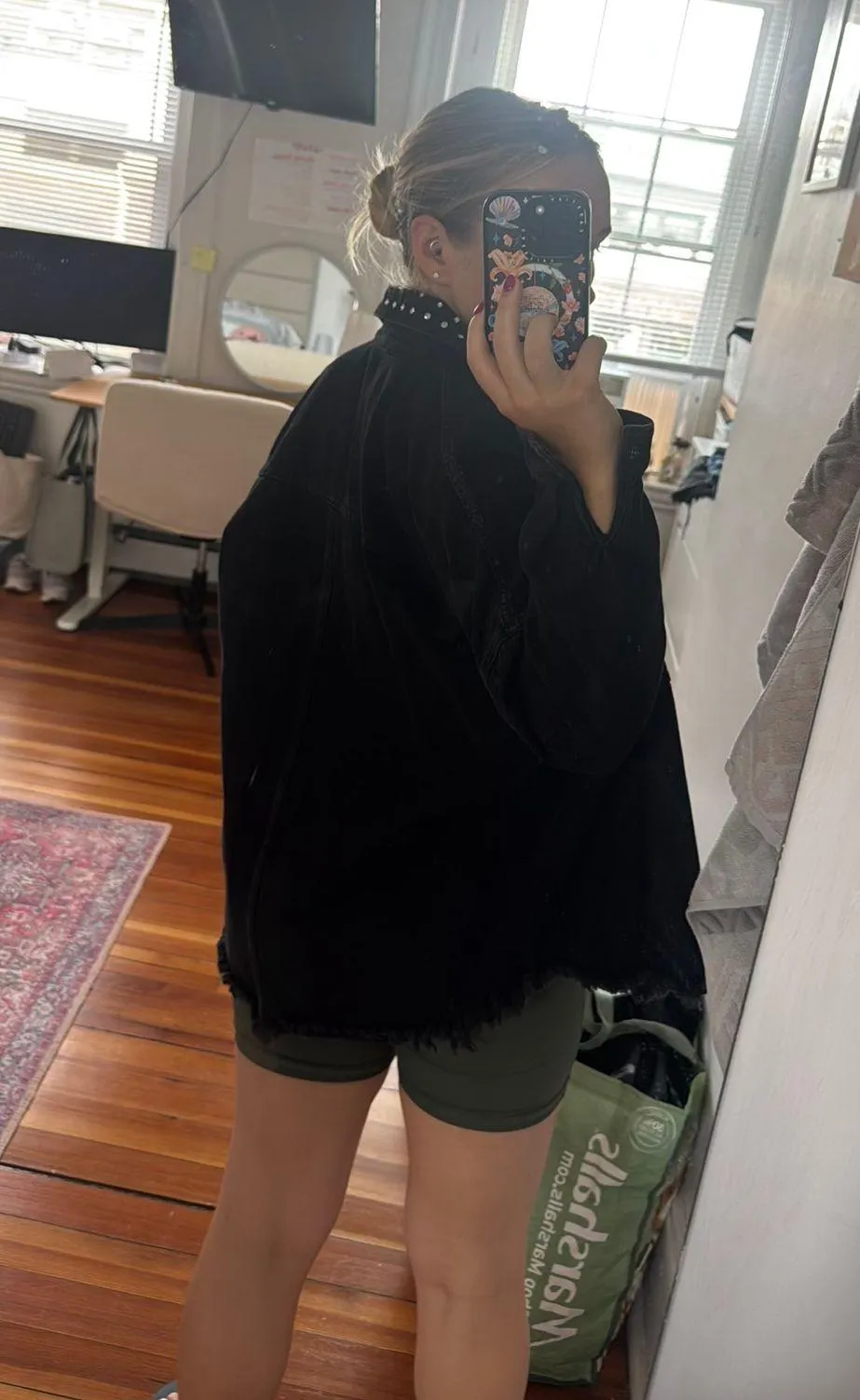 ZARA Jacket Black Denim Oversized - Image 2