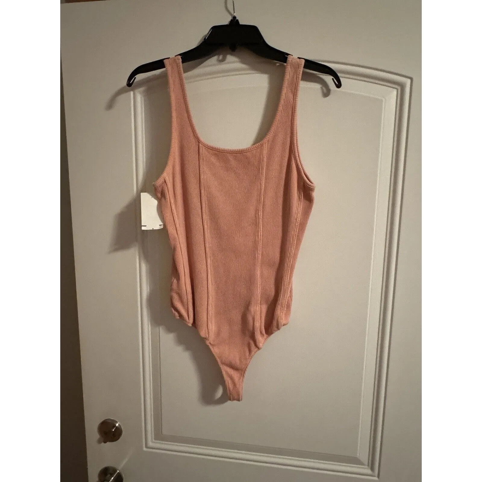 AGOLDE Bodysuit Elna Corset Seam Ribbed Grapefruit NEW Womens Large $178.00 - Image 5