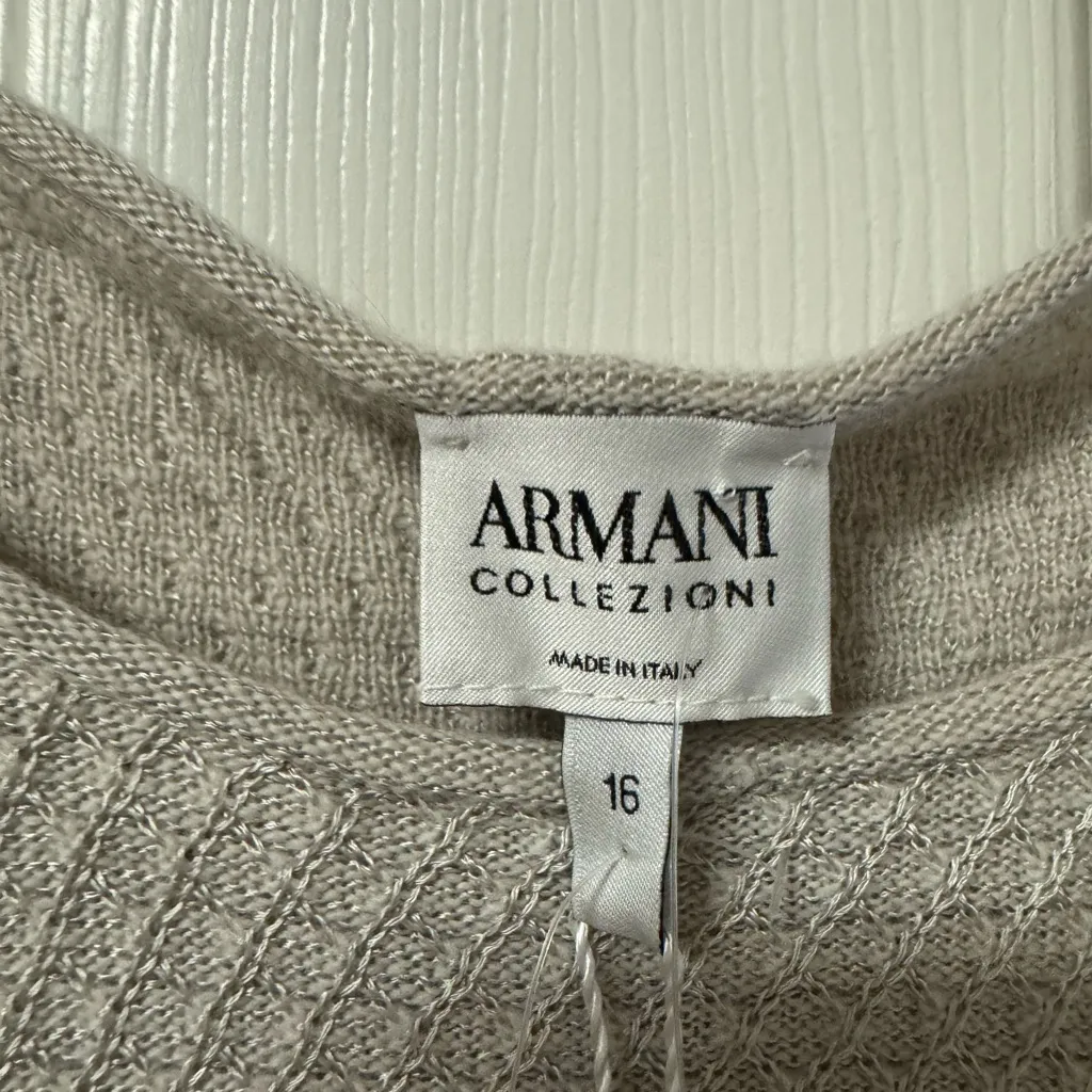 Armani Collezioni Textured Knit Top in Beige - Image 2