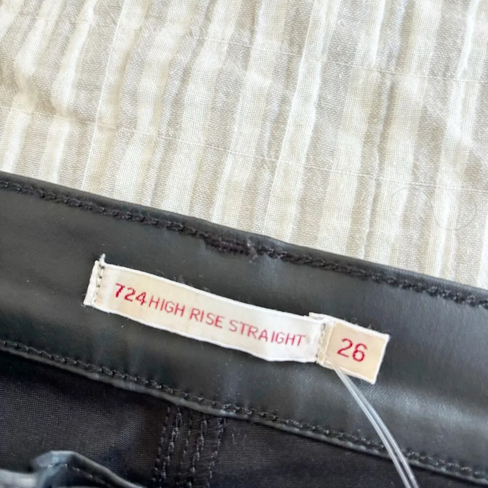 Levi’s Faux Leather Hi Rise Slim Straight Jeans - Image 5