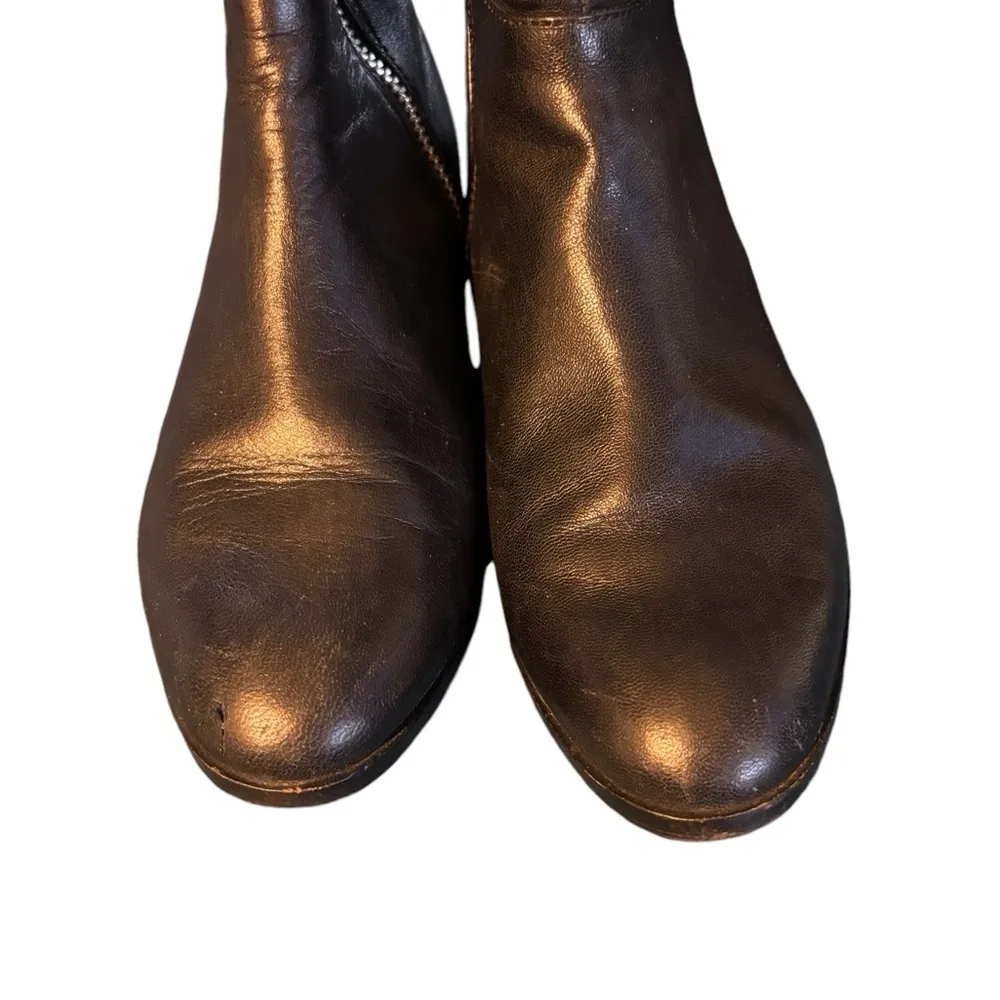 MK MICHAEL KORS BROMLEY BLACK Leather Stretch Knit Knee High Boots Sz 6 Side Zip - Image 6