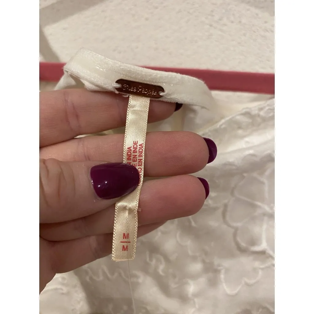 Free People Haut Icing On Top Women Medium White Embroidered Crop Peasant Blouse - Image 4