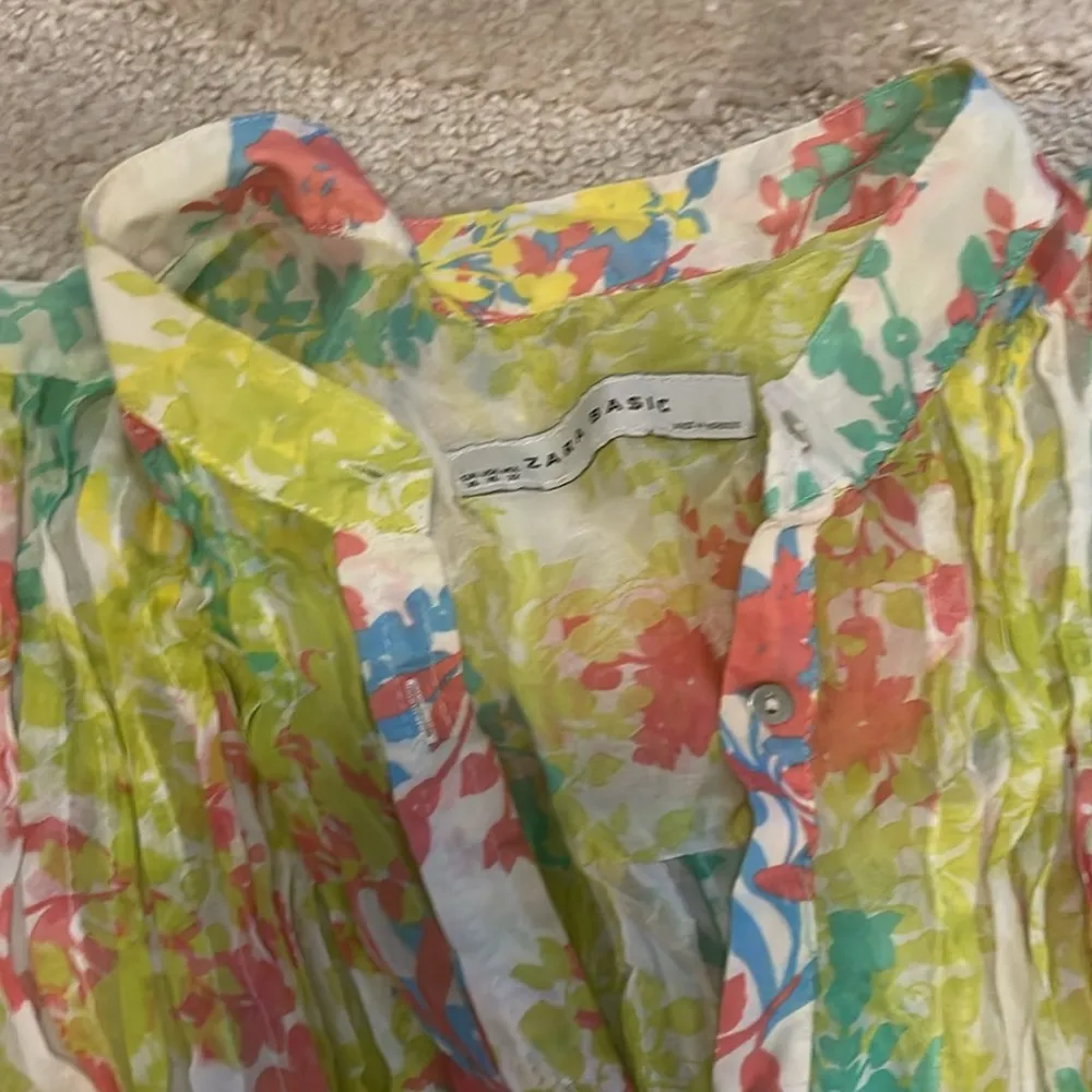Zara xl floral cinched tunic tank button down lightweight - Image 4