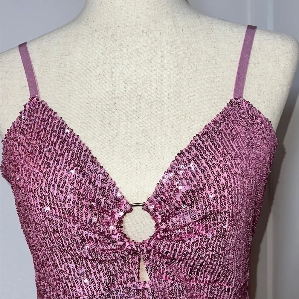 Bebe Sparkling‎ Pink Sequin Dress - Image 4