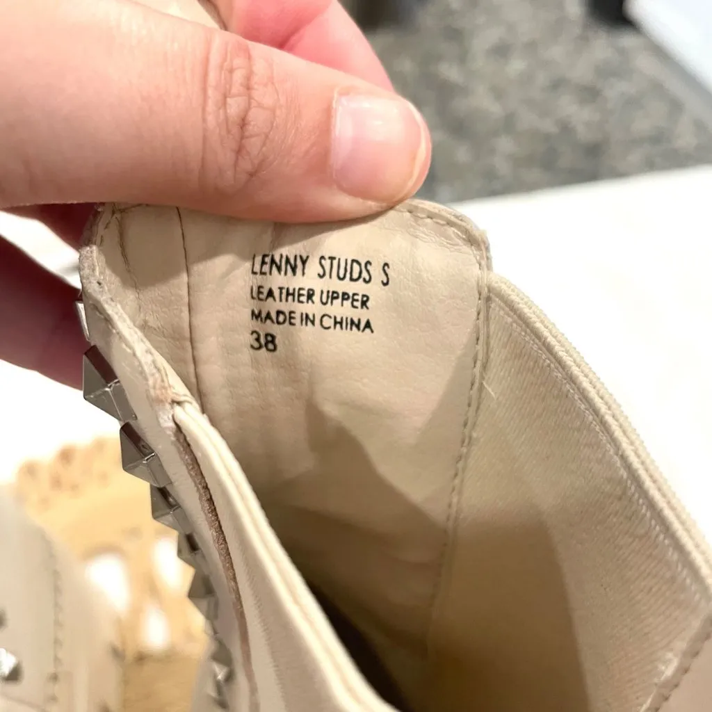 Ash Lenny Studded Leather Chelsea Boots Ivory Size 38 - Image 7