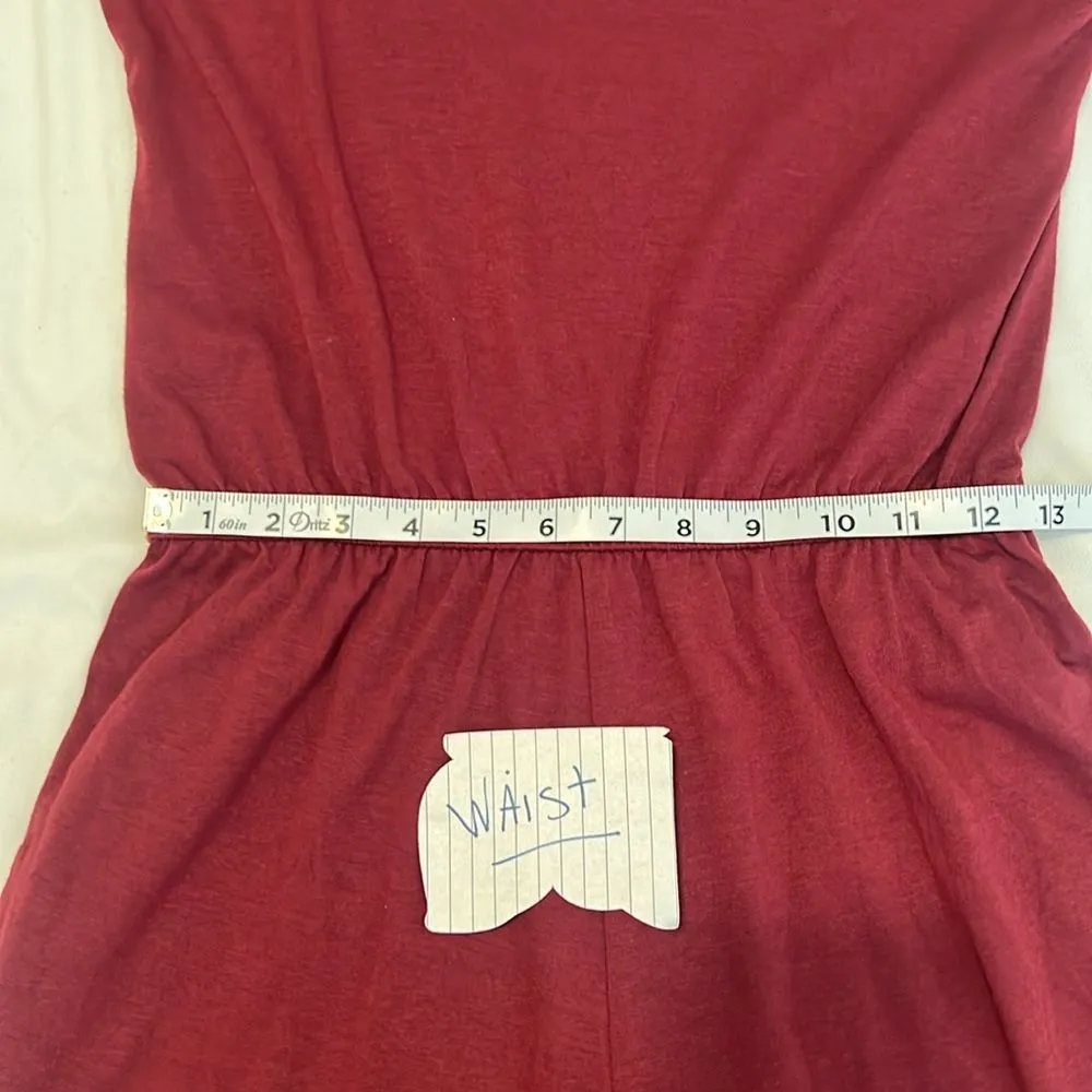 NWT Pretty Garden size small long sleeve elastic waist pockets burgundy jumpsuit - Image 10