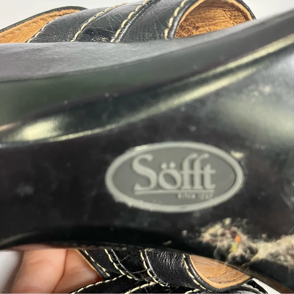 Sofft‎ black leather sandals heels slingback dressy casual women’s size 6 - Image 9