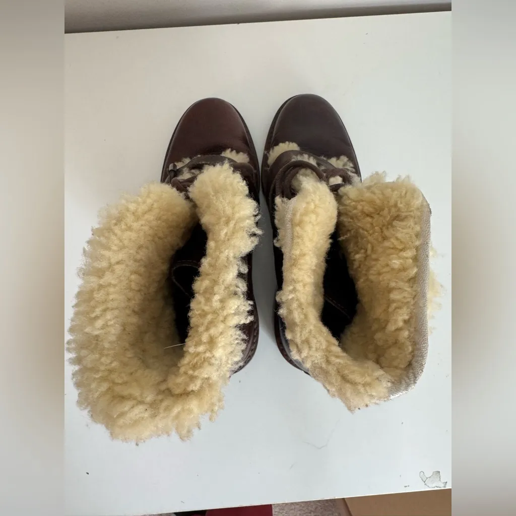 RALPH LAUREN POLO SPORTSMAN Leather Lace-Up Ankle Boots Shearling Wool 7.5 - Image 6