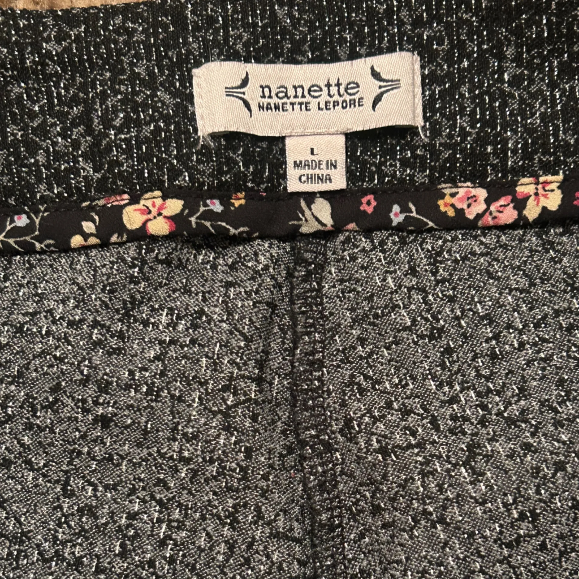 Large Nanette Lepore Metallic silver, black ankle length skinny pants. - Image 4