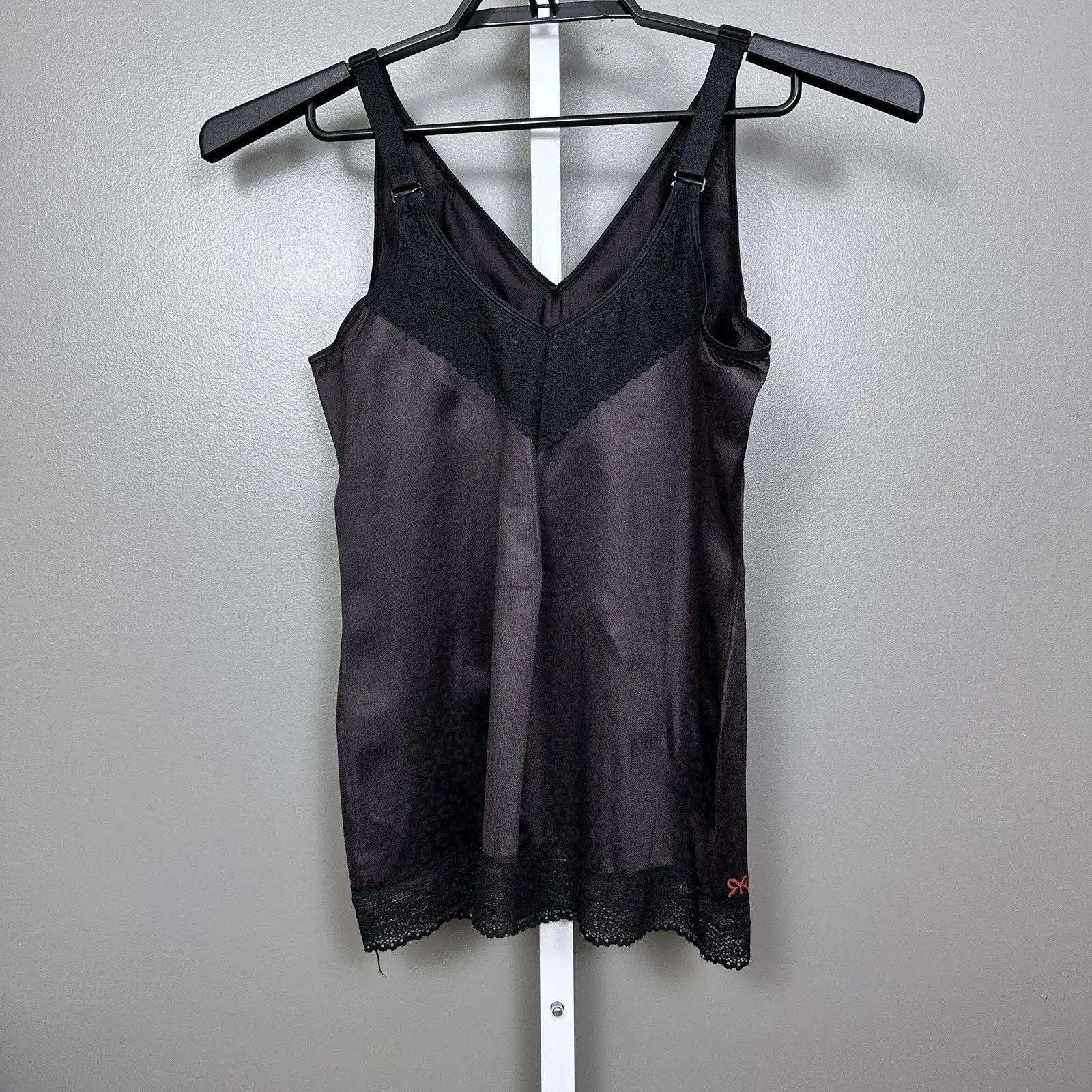 Ruby Ribbon Pin Up Cami Camisole Cheetah Tonal Black Size 46 Sleeveless Top Lace - Image 4